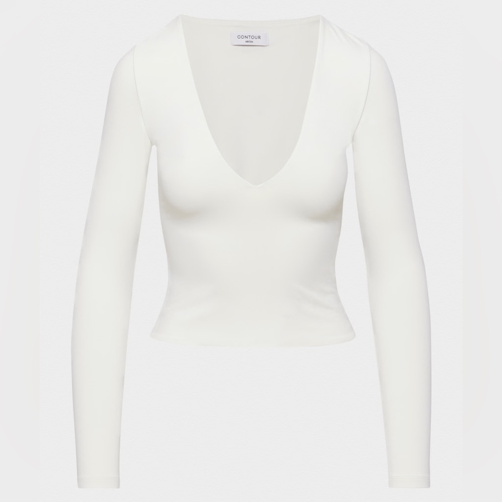 Aritzia Contour V-Neck Long Sleeve - TAN